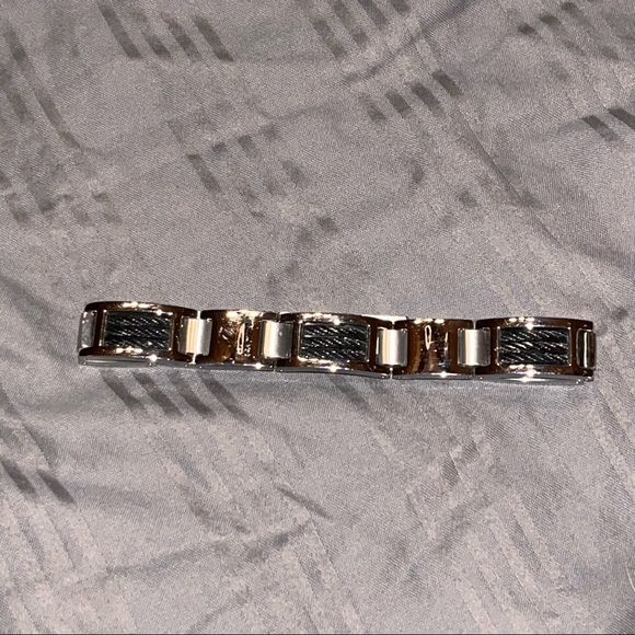 Mens bracelet STAINLESS STEEL 8.5” beautiful silver & black FINAL REDUCED PRICE - Picture 4 of 15